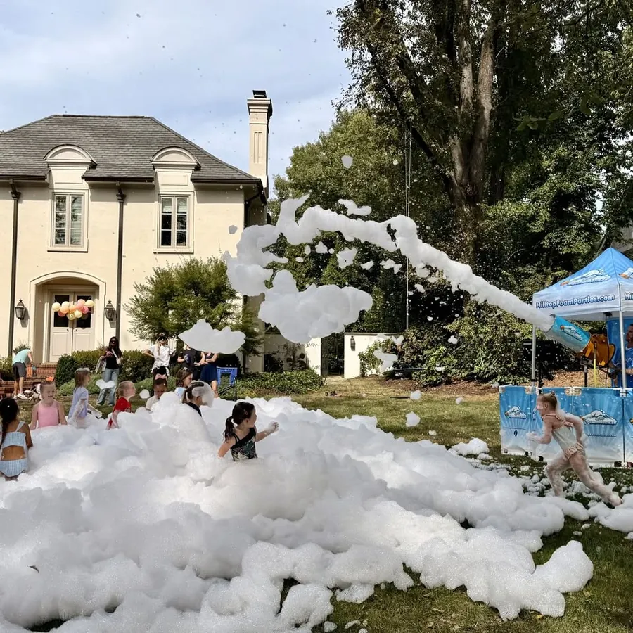Foam party setup in a Middle Tennessee neighborhood