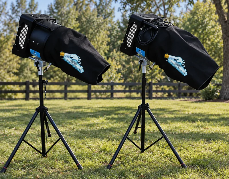 Foam machine rental: Two Hilltop Foam Parties foam machines on tripod stands