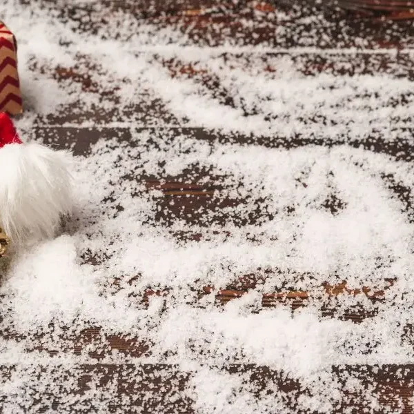 Up close of artificial snow from snow machine